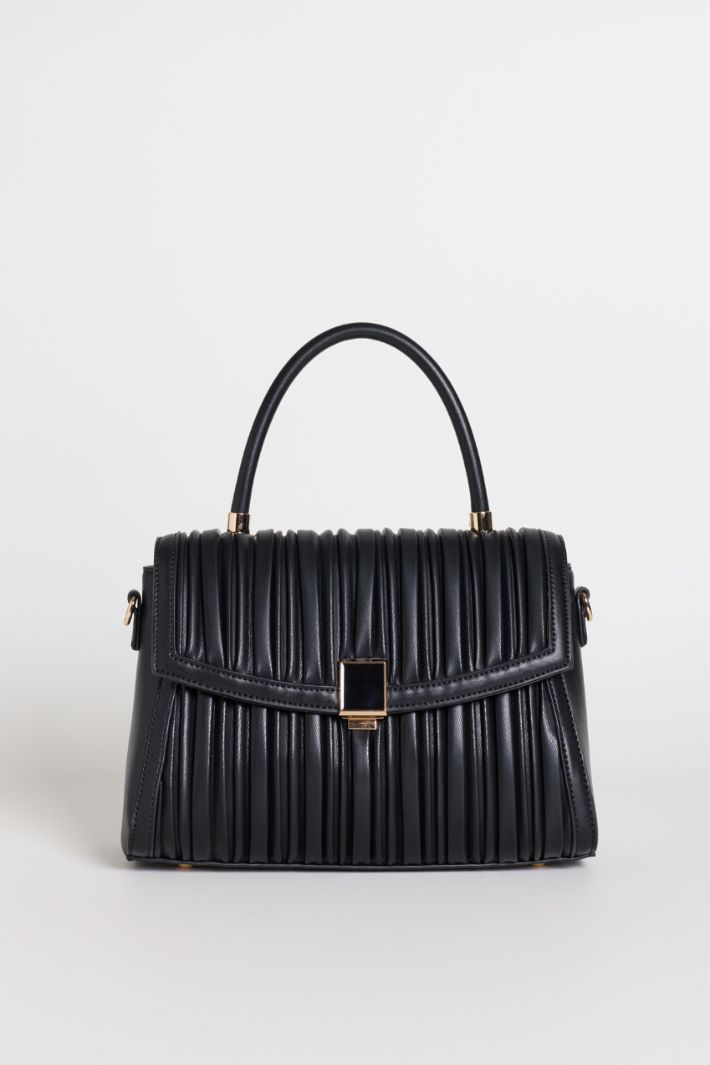 Ribbed Handbag - BLACK - Intrend