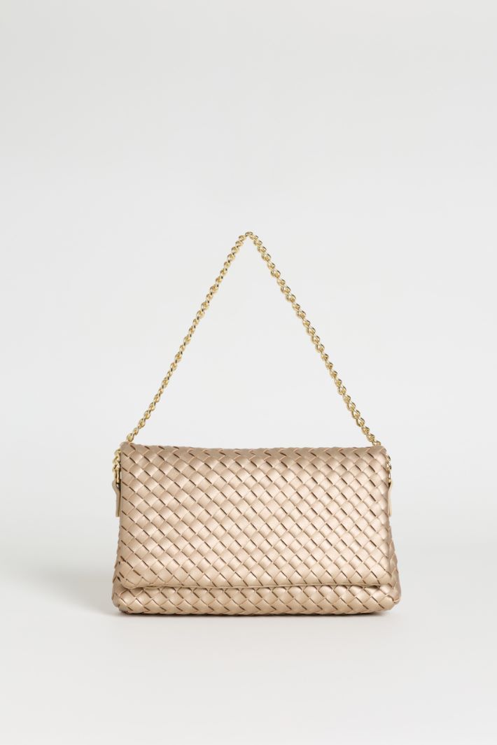 Woven Clutch with Chain Strap - GOLD - Intrend