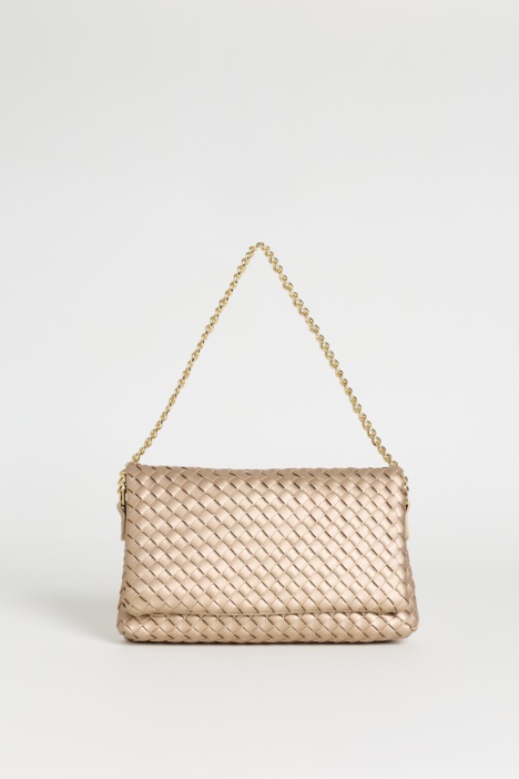 Woven Clutch with Chain Strap - Intrend