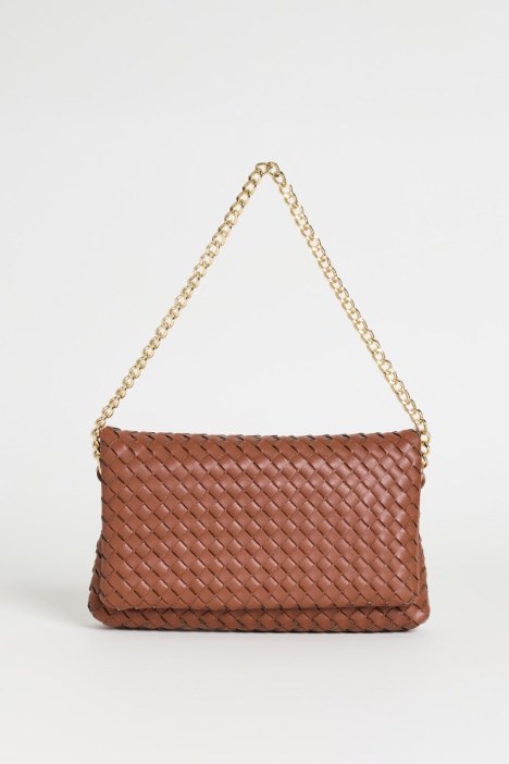 Woven Clutch with Chain Strap - Intrend