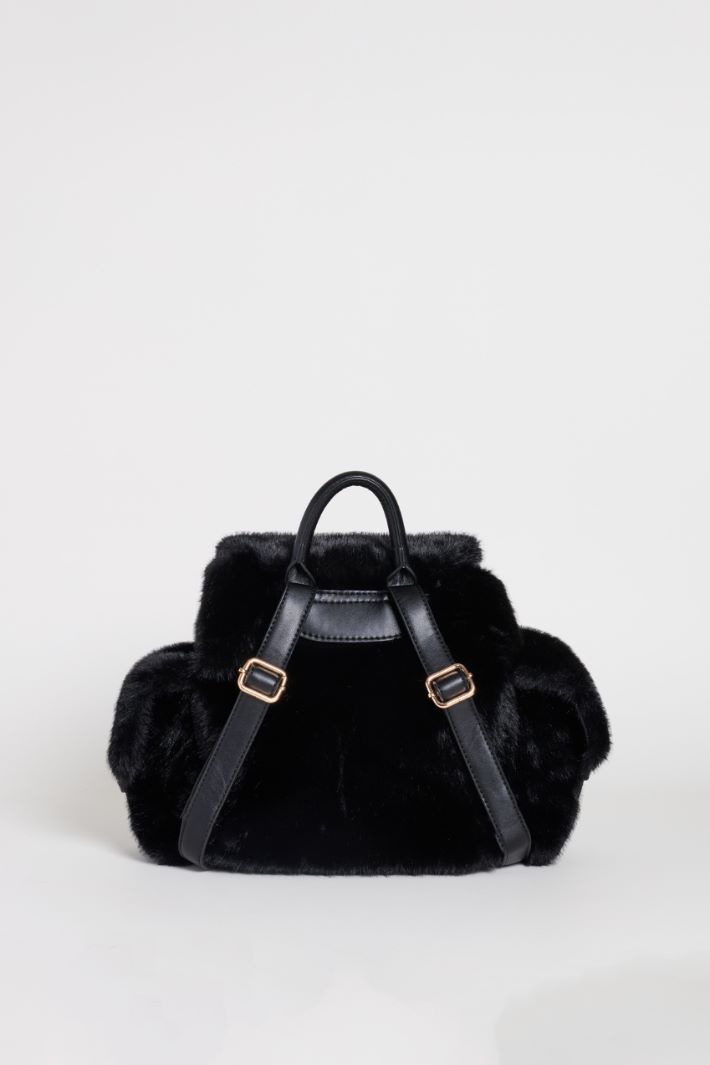 Soft, Cosy Fabric Backpack - BLACK - Intrend - 3