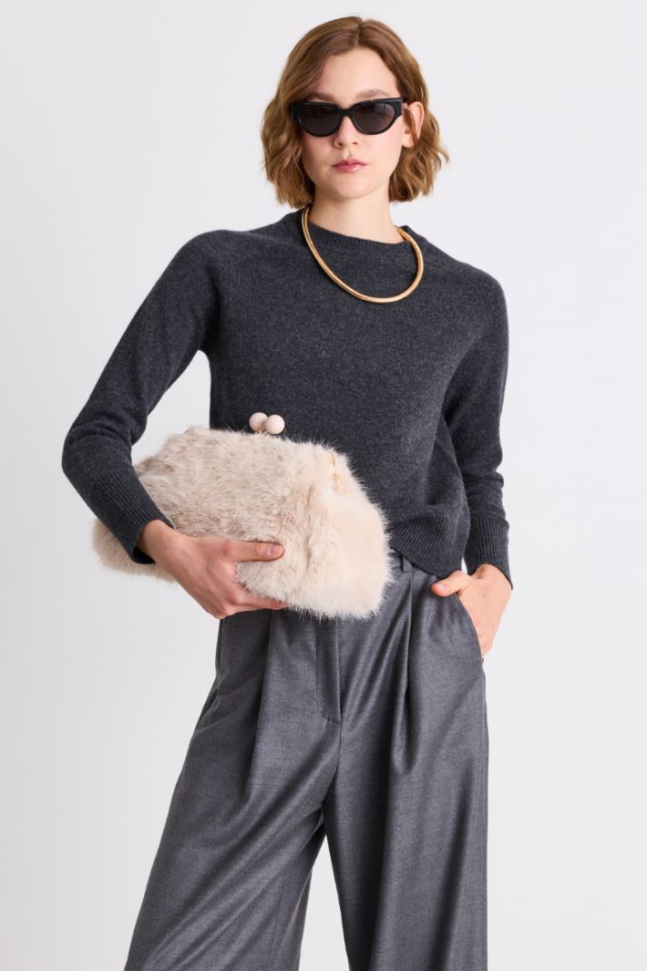 Maxi pochette in tessuto morbido e caldo - ROSA - Intrend - 5