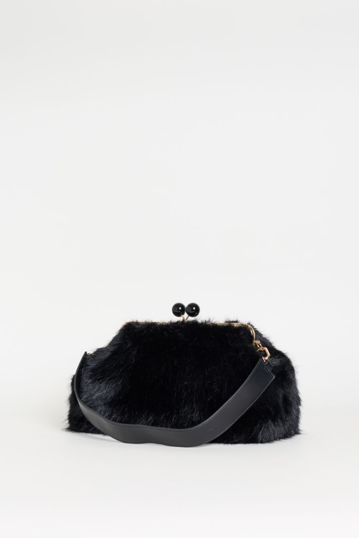 Maxi pochette in tessuto morbido e caldo - NERO - Intrend - 2