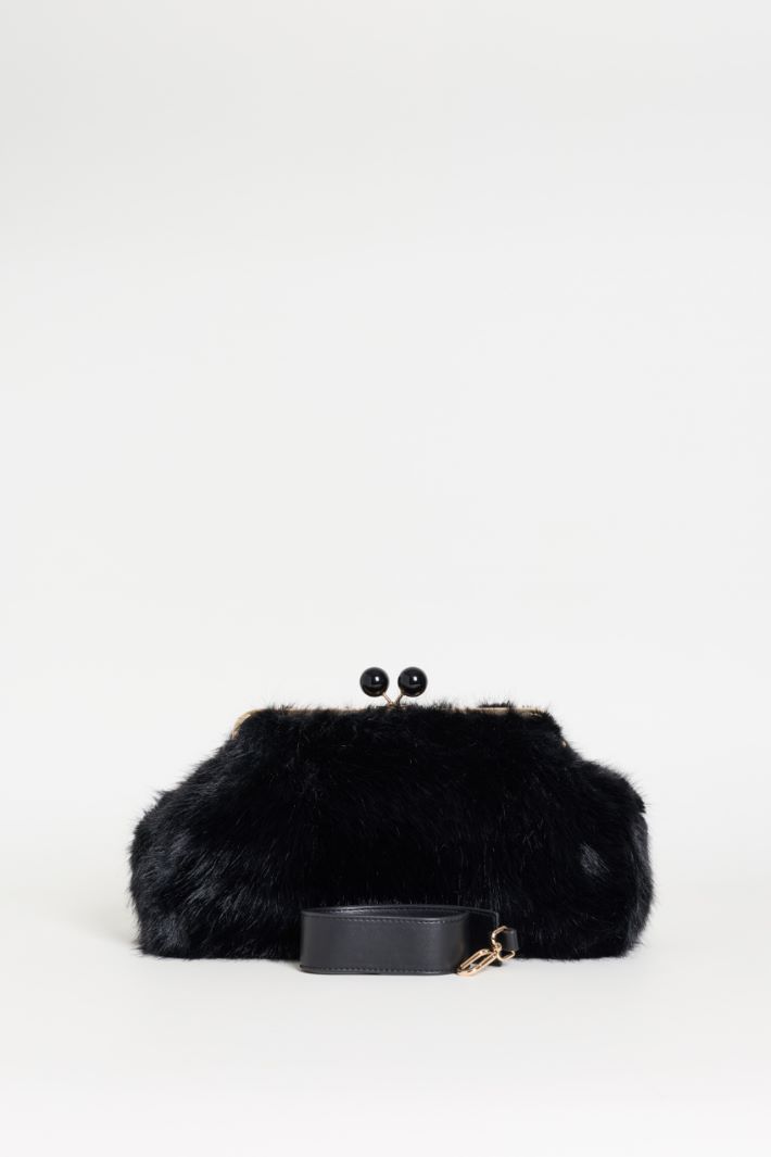 Maxi pochette in tessuto morbido e caldo - NERO - Intrend - 3