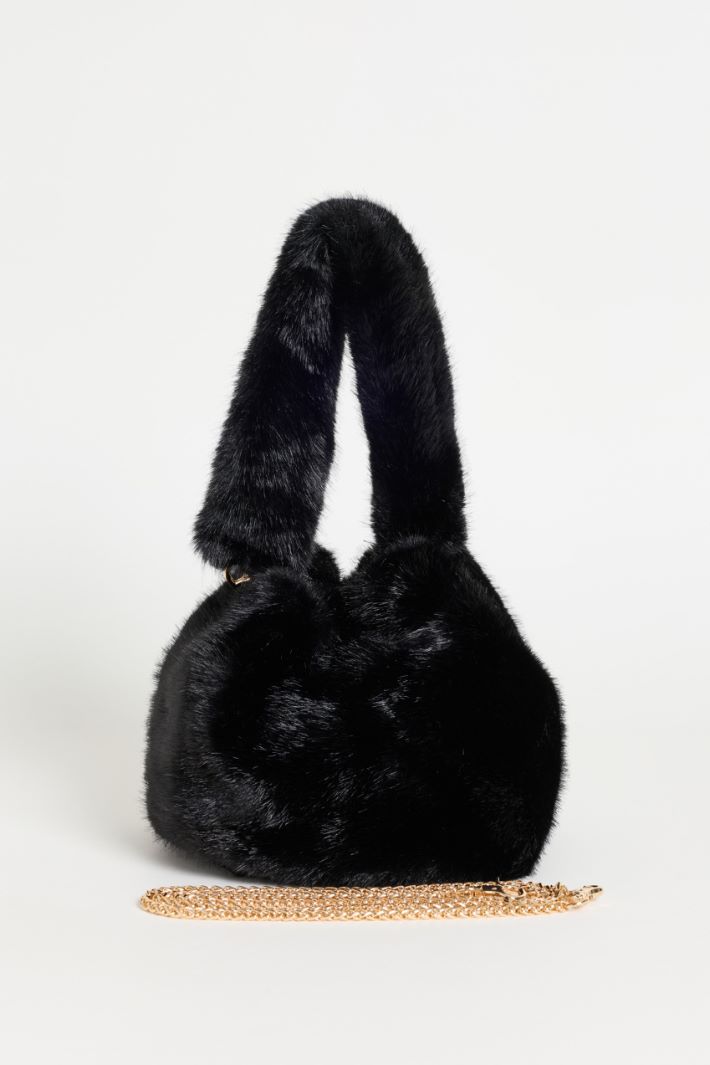 Soft, plush fabric bag - BLACK - Intrend - 3