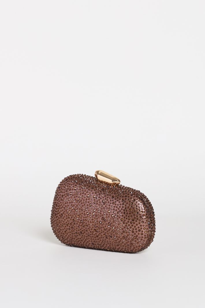 Structured Rhinestone Clutch - BROWN - Intrend - 2