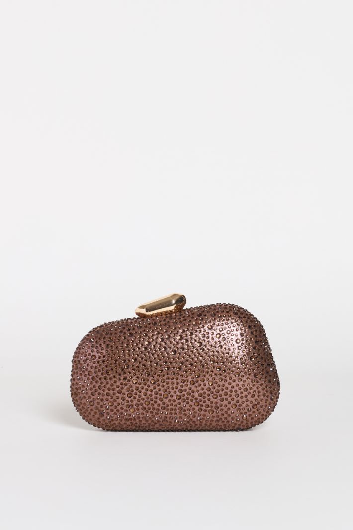 Structured Rhinestone Clutch - BROWN - Intrend - 3