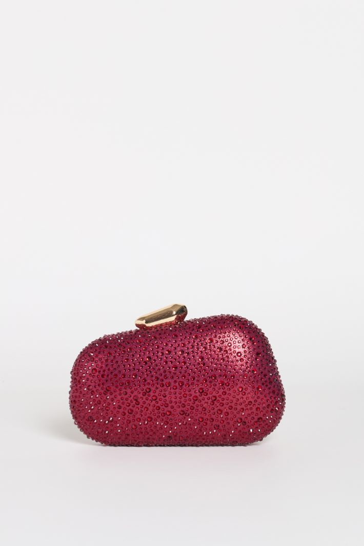 Structured Rhinestone Clutch - BORDEAUX - Intrend - 3
