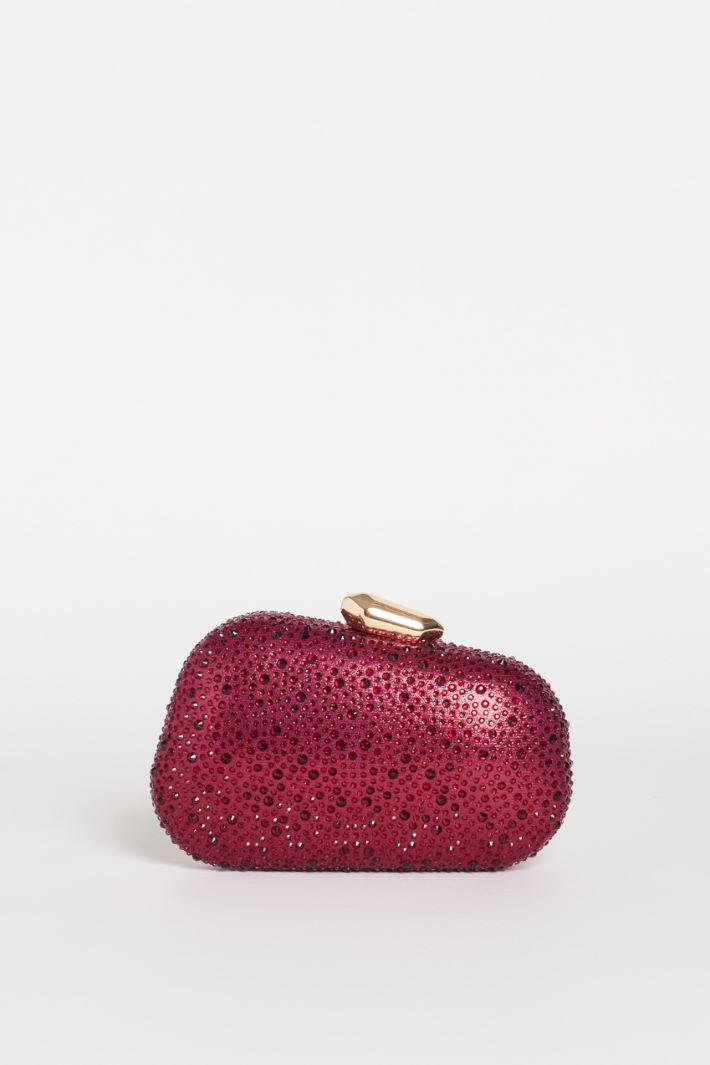 Structured Rhinestone Clutch - BORDEAUX - Intrend
