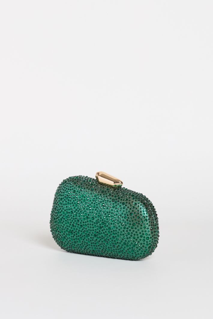 Structured Rhinestone Clutch - GREEN - Intrend - 2