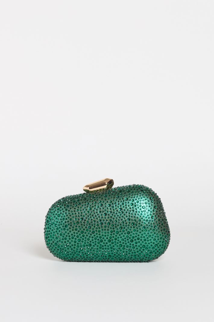 Structured Rhinestone Clutch - GREEN - Intrend - 3