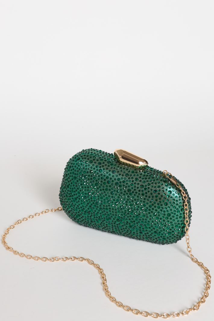 Structured Rhinestone Clutch - GREEN - Intrend - 4