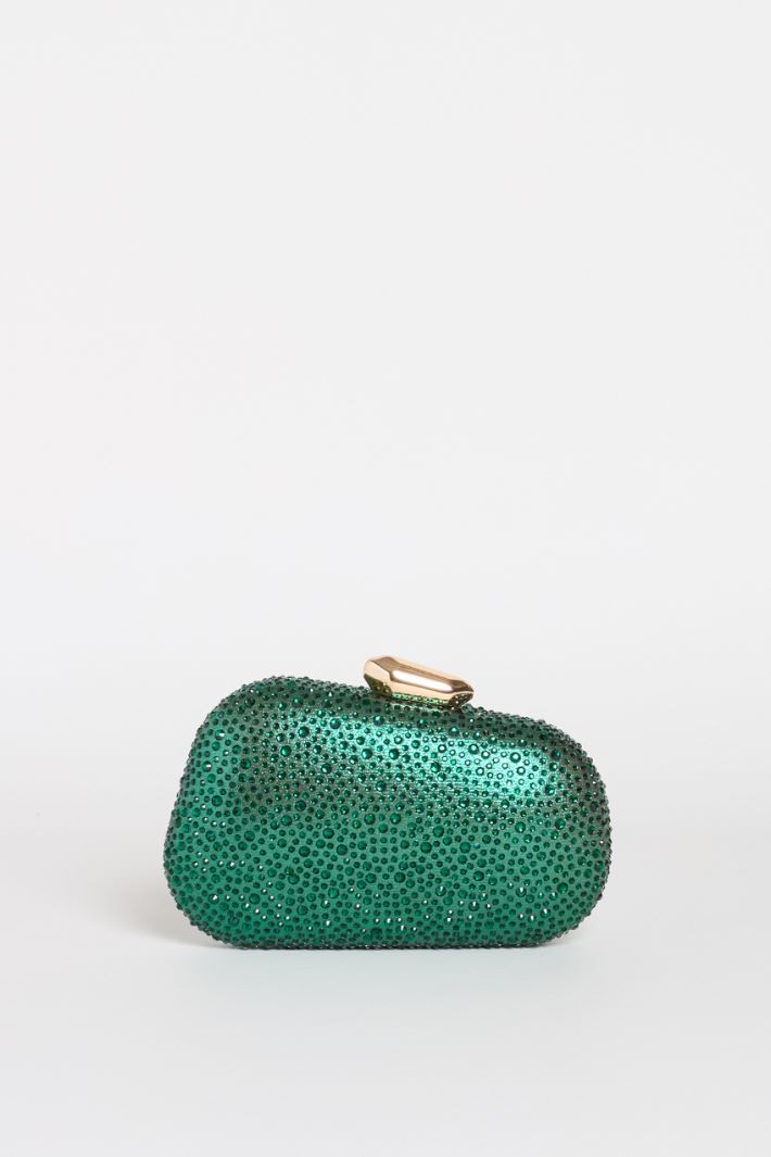Structured Rhinestone Clutch - GREEN - Intrend