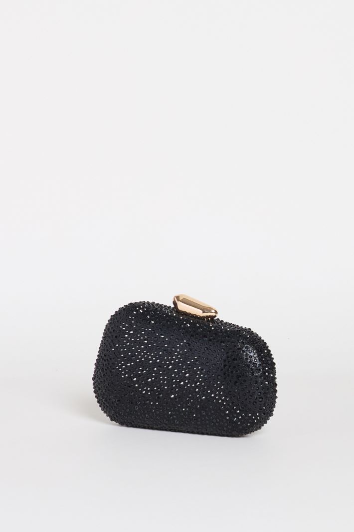 Structured Rhinestone Clutch - BLACK - Intrend - 2