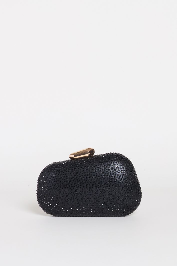 Structured Rhinestone Clutch - BLACK - Intrend - 3