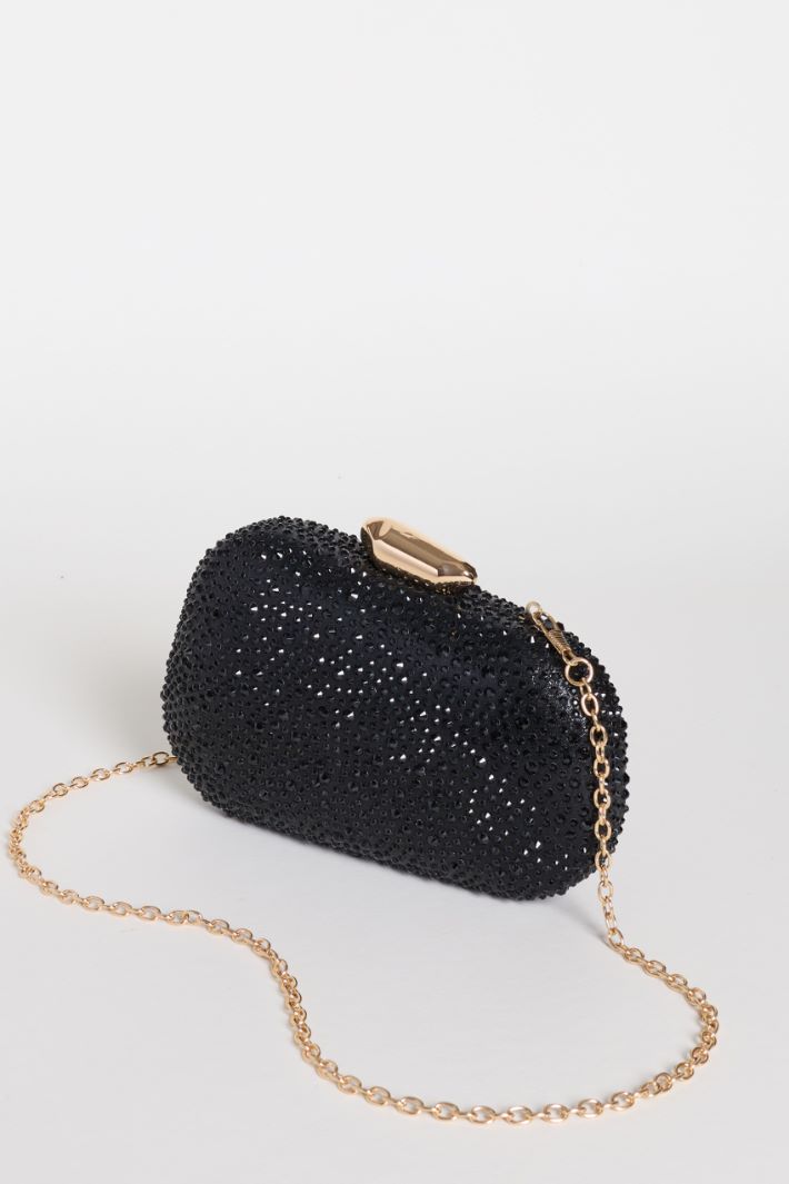 Structured Rhinestone Clutch - BLACK - Intrend - 4