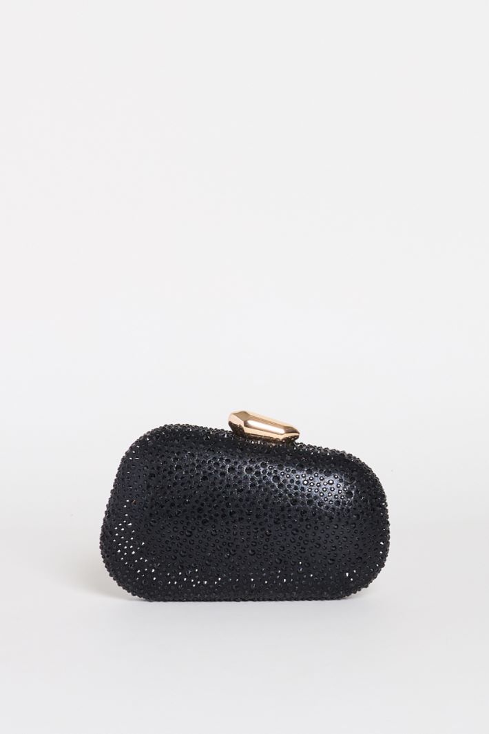 Structured Rhinestone Clutch - BLACK - Intrend