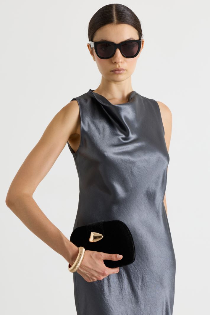 Velvet clutch bag - BLACK - Intrend - 5