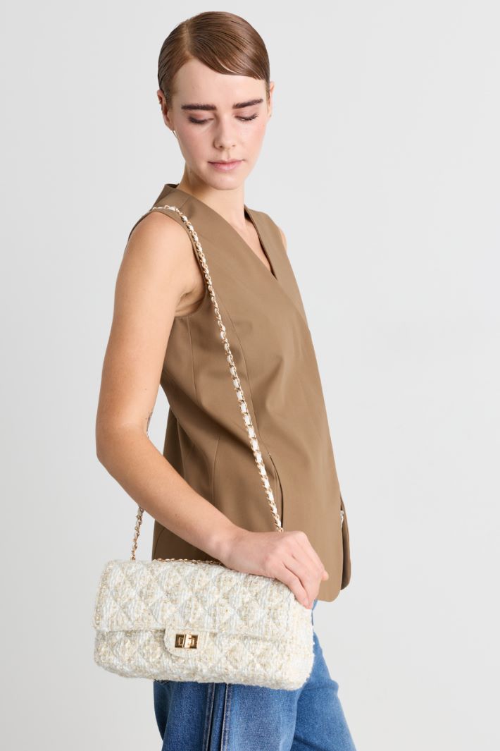 Borsa in tessuto trapuntato - BIANCO - Intrend - 5