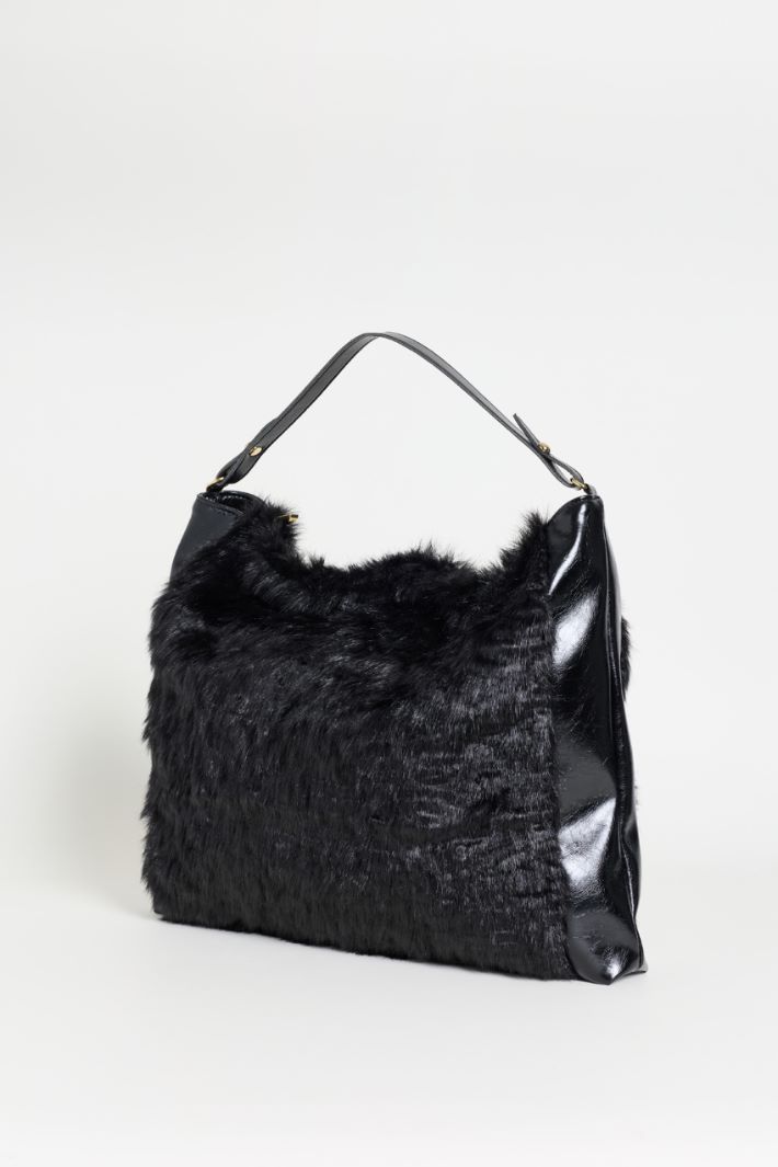Dual-fabric bag - BLACK - Intrend - 2