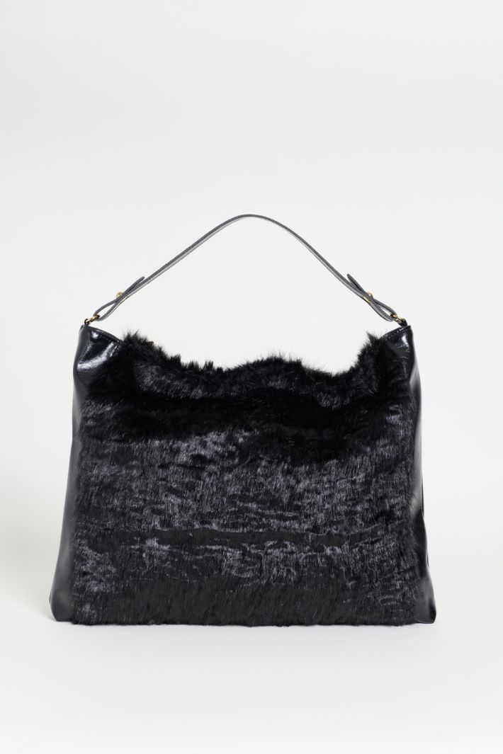 Dual-fabric bag - BLACK - Intrend