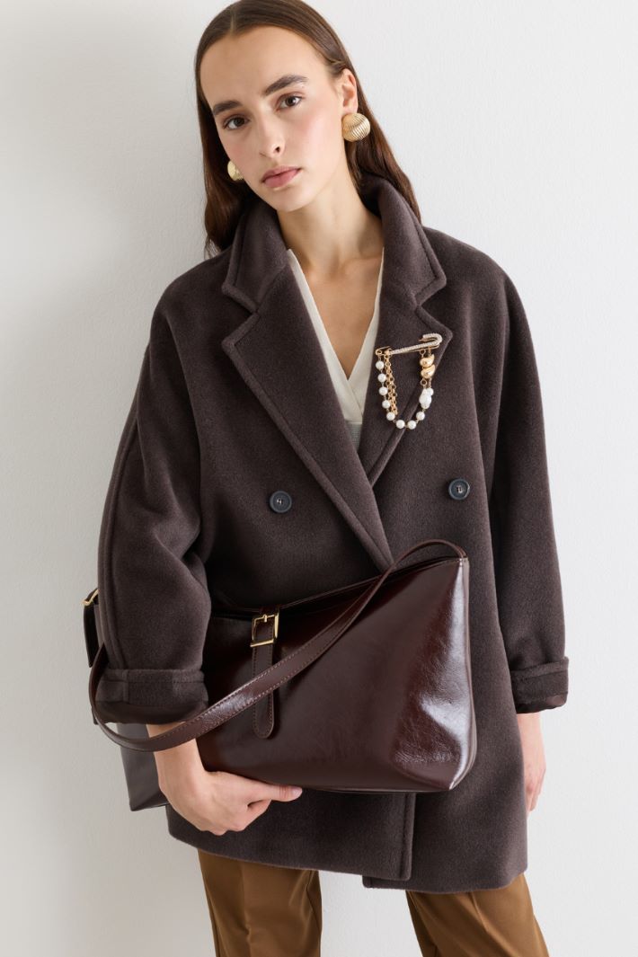 Buckle Strap Bag - BROWN - Intrend - 5