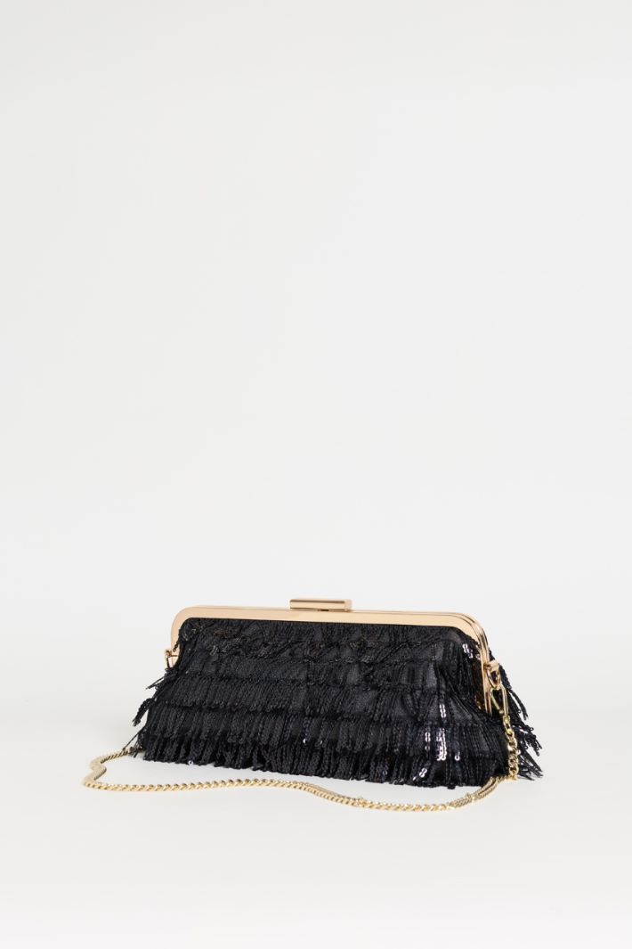 Maxi clutch con flecos de lentejuelas - NEGRO - Intrend - 2