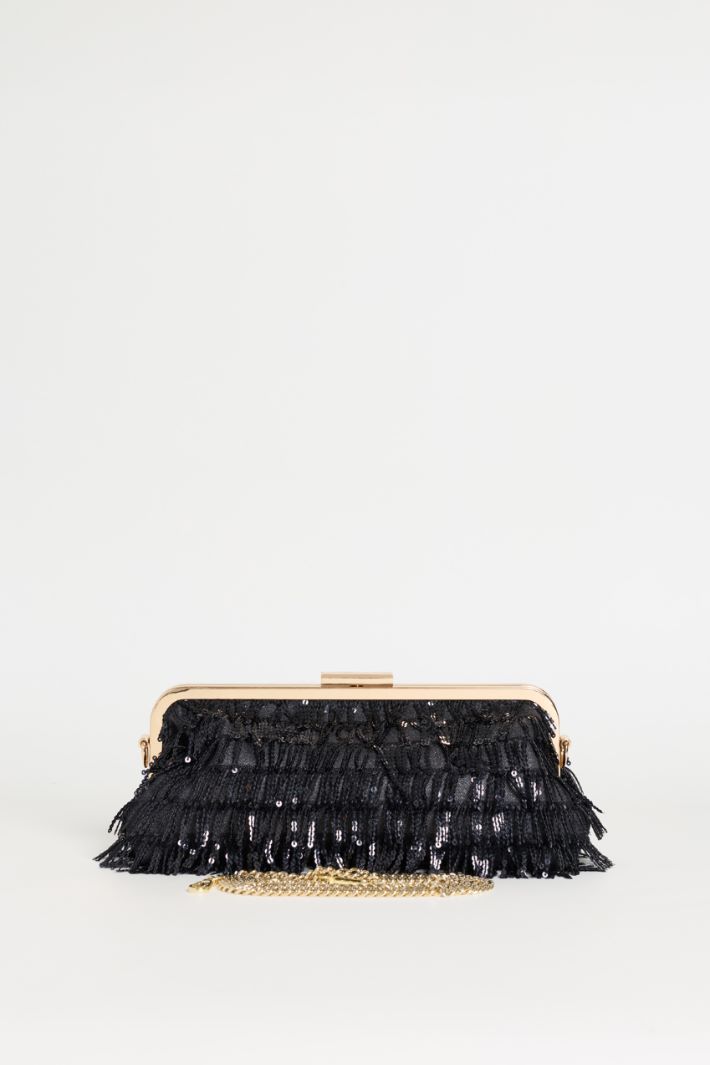 Maxi clutch con flecos de lentejuelas - NEGRO - Intrend - 3