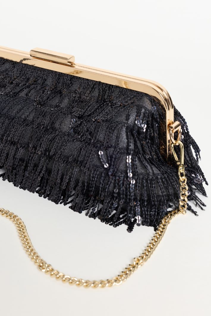 Maxi clutch con flecos de lentejuelas - NEGRO - Intrend - 4