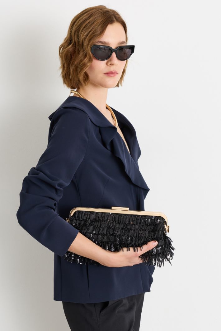 Maxi clutch con flecos de lentejuelas - NEGRO - Intrend - 5