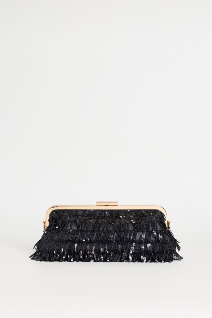 Maxi clutch con flecos de lentejuelas - NEGRO - Intrend