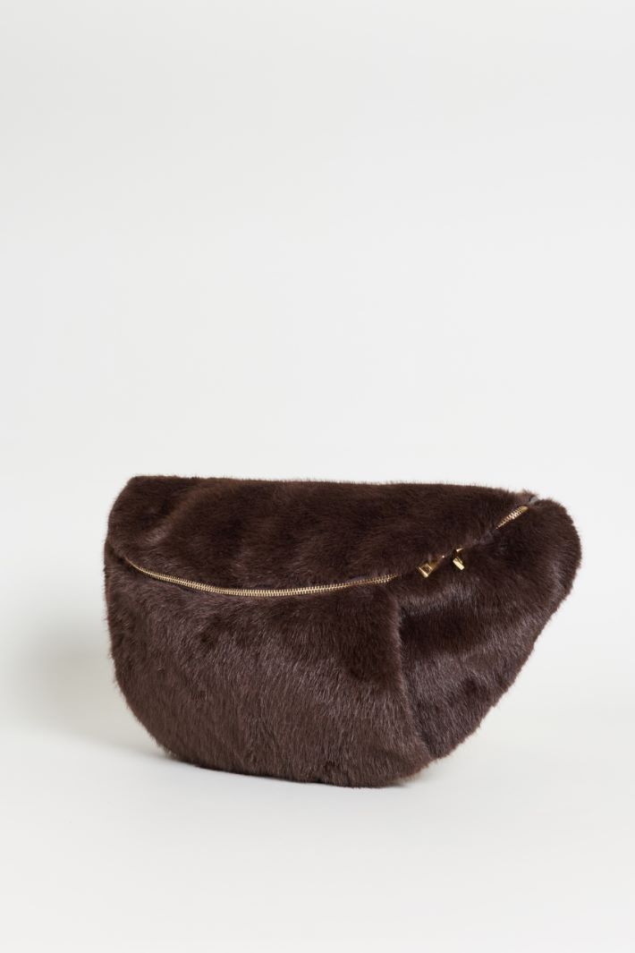 Soft-Touch Fabric Bag - BROWN - Intrend - 2