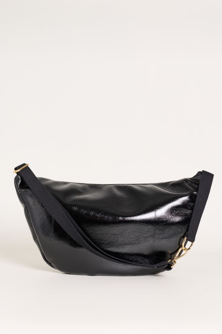 Borsa a tracolla in vernice - NERO - Intrend - 3