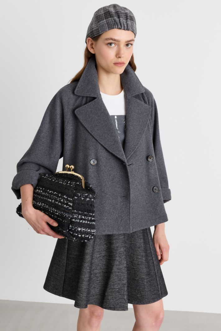 Maxi clutch in tweed - NERO BIANCO - Intrend - 5