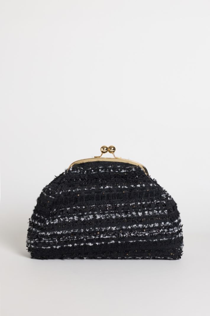 Maxi clutch in tweed - NERO BIANCO - Intrend