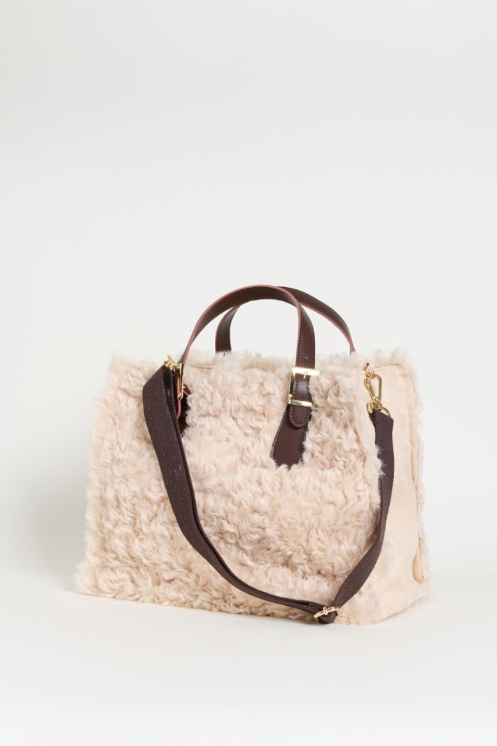 Borsa shopper in tessuto morbido e caldo - BEIGE - Intrend - 2