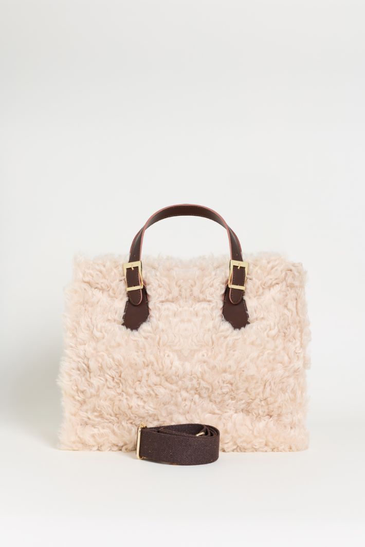 Borsa shopper in tessuto morbido e caldo - BEIGE - Intrend - 3