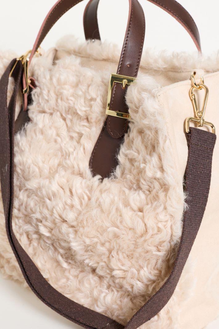 Borsa shopper in tessuto morbido e caldo - BEIGE - Intrend - 4