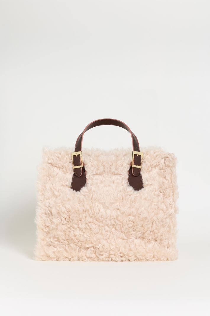 Borsa shopper in tessuto morbido e caldo - BEIGE - Intrend