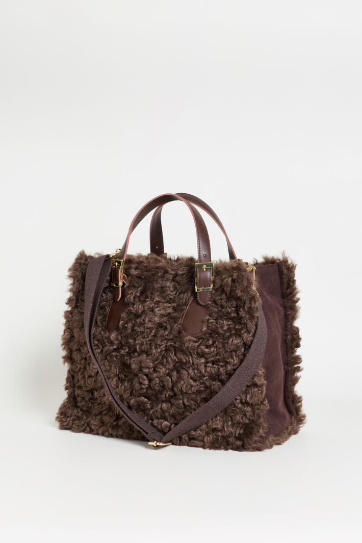 Borsa shopper in tessuto morbido e caldo - MARRONE - Intrend - 2