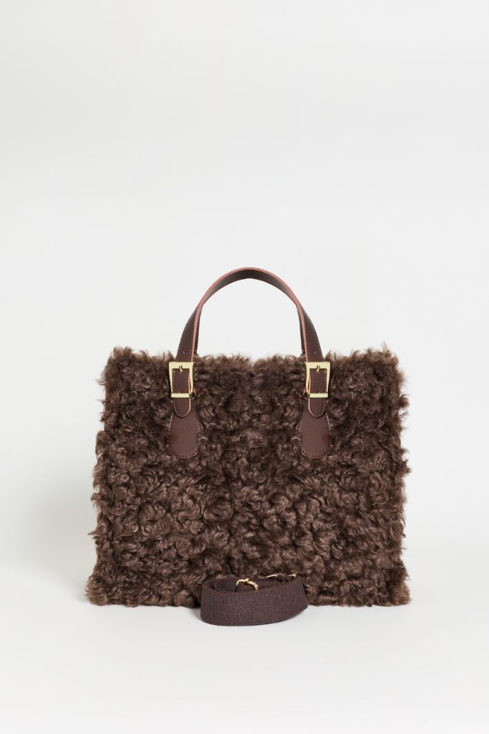 Borsa shopper in tessuto morbido e caldo - MARRONE - Intrend - 3