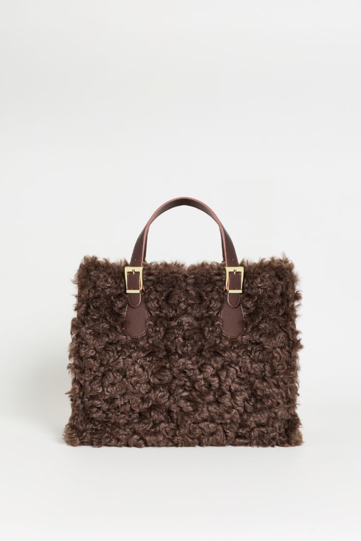 Borsa shopper in tessuto morbido e caldo - MARRONE - Intrend