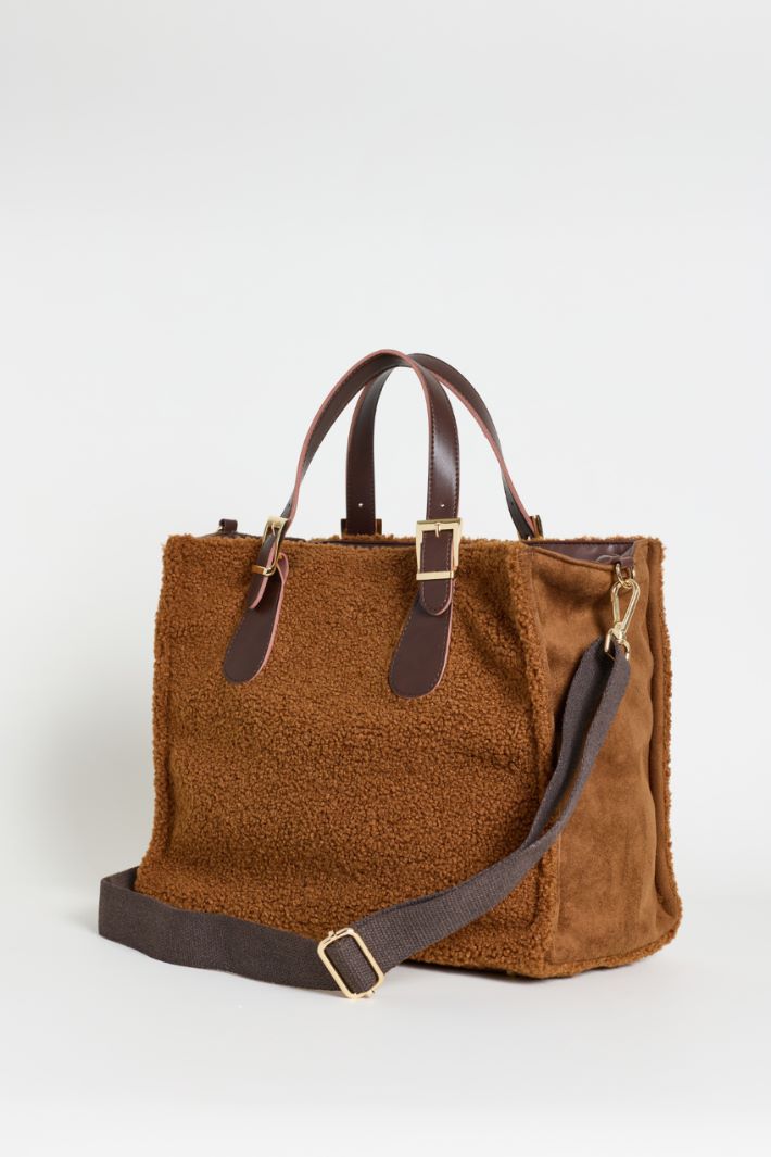 Borsa shopper in tessuto morbido - MARRONE - Intrend - 2