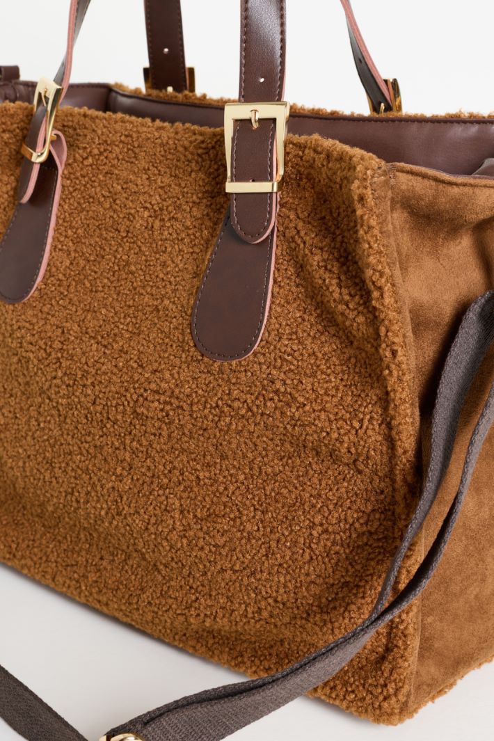 Borsa shopper in tessuto morbido - MARRONE - Intrend - 4