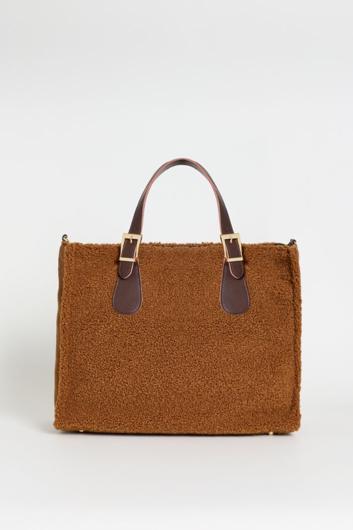 Borsa shopper in tessuto morbido - MARRONE - Intrend