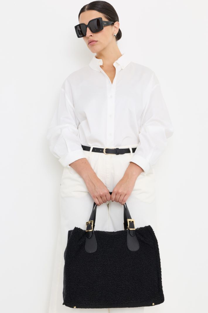 Cosy Fabric Shopper - BLACK - Intrend - 5