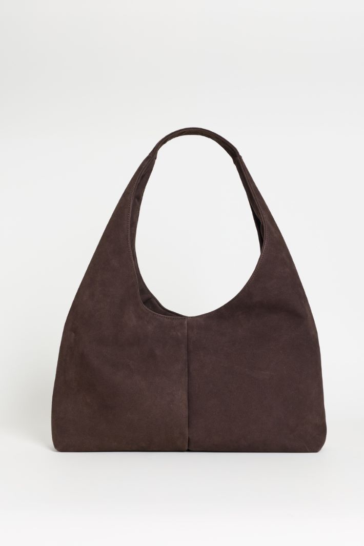 Maxi borsa in tessuto vellutato - MARRONE - Intrend