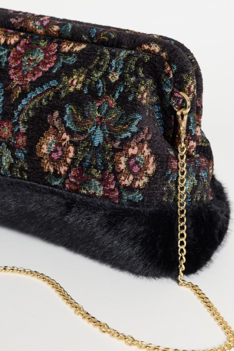 Pochette in tessuto effetto damascato