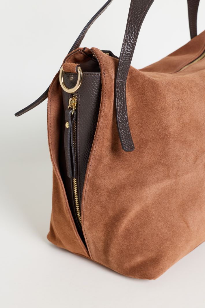 Suede bag - BROWN - Intrend - 4