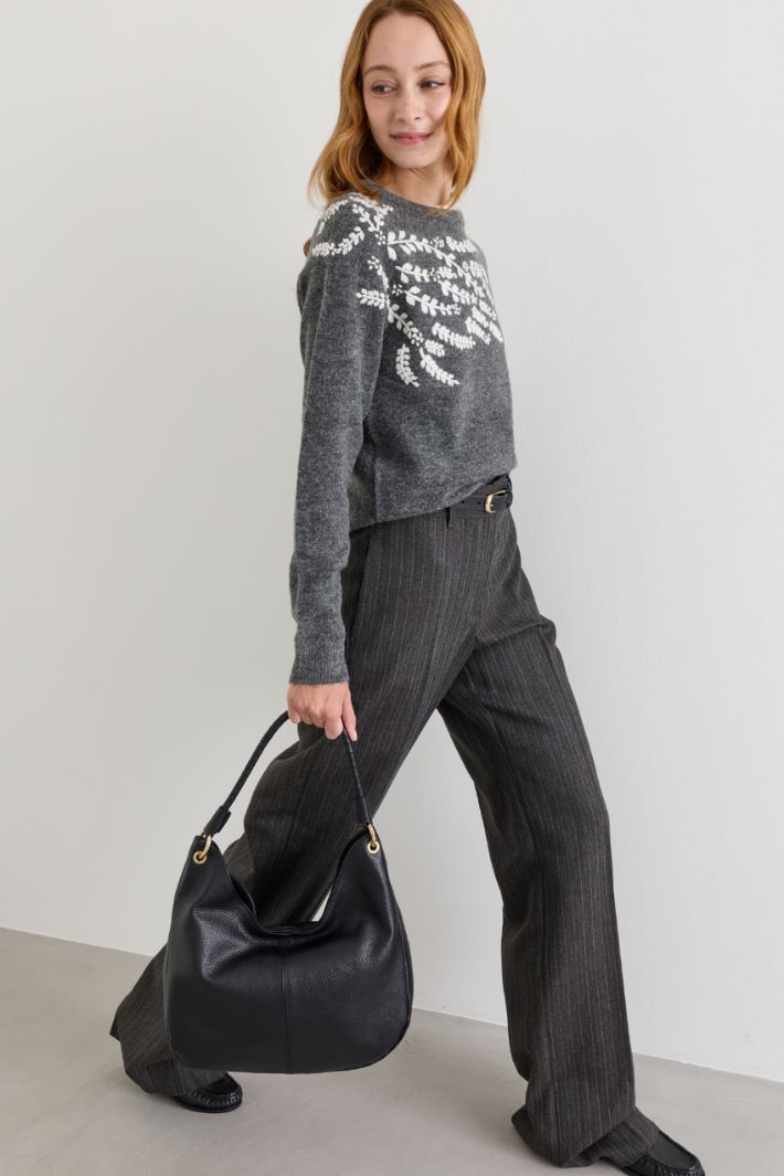 Borsa in pelle bottalata - NERO - Intrend - 5